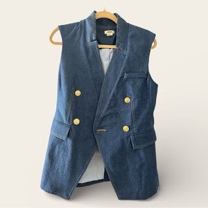 JASON WU Lined Denim Vest Double Breasted Gold Buttons Womens Medium